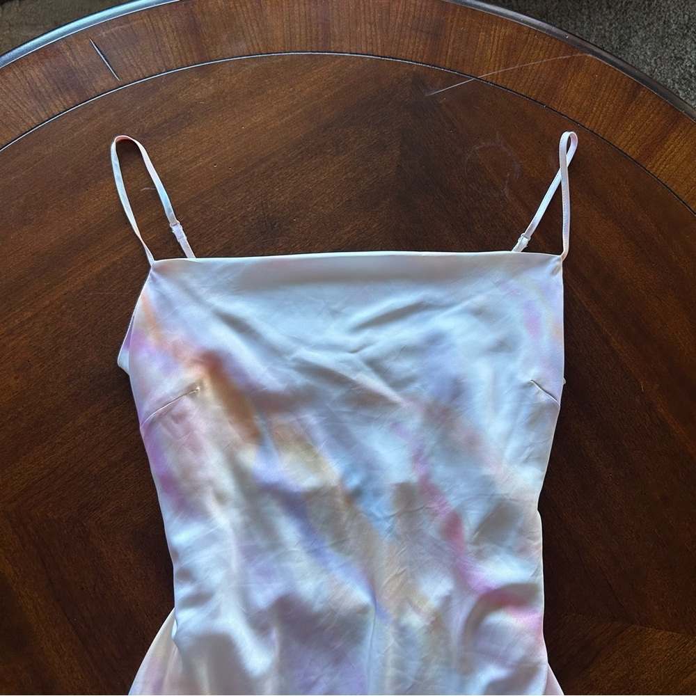 Express Tie Dye Satin Strappy Mini Dress - Picture 2 of 8